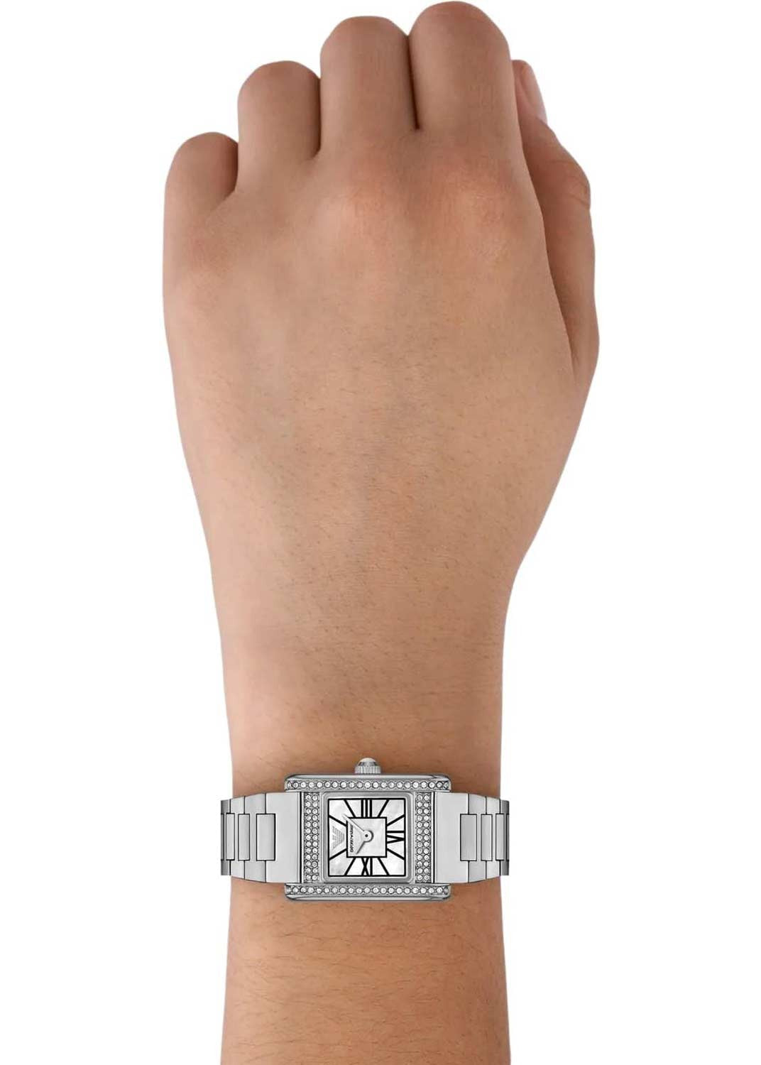 Emporio Armani Genni Analog Mother of Pearl Dial Silver Steel Strap Watch for Women - AR11662