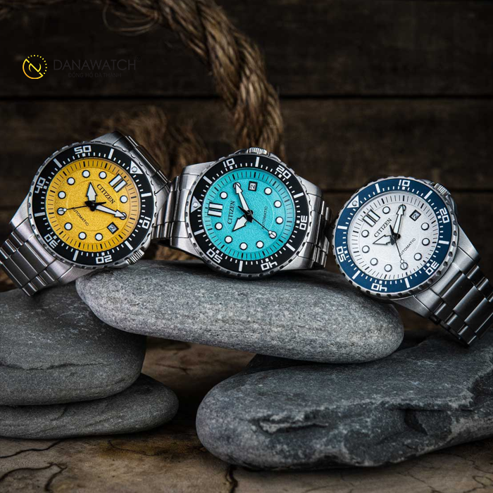 Citizen Mechanical Automatic Yellow Dial Silver Steel Strap Watch for Men - NJ0170-83Z