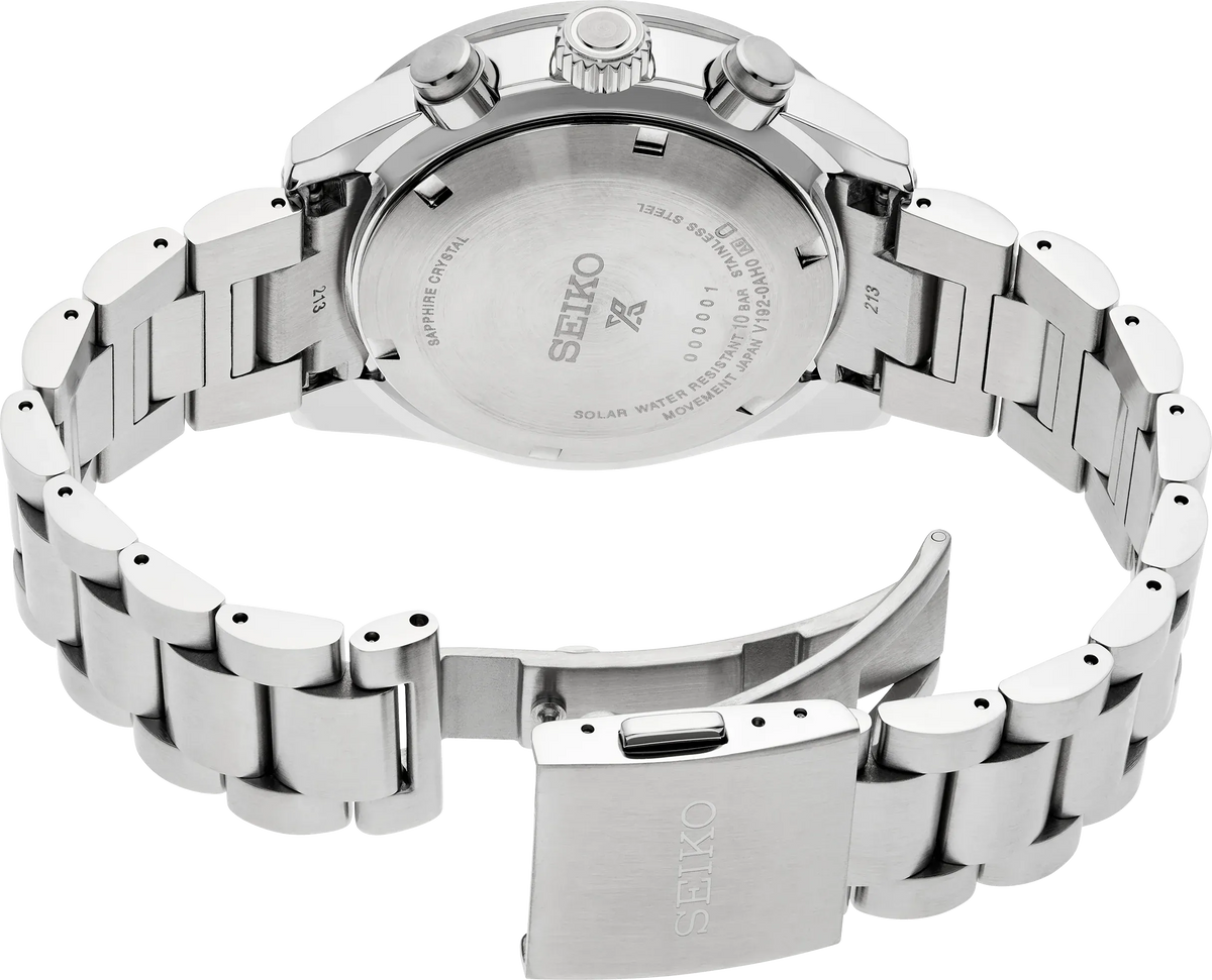 Seiko Prospex Speedtimer Solar Chronograph Grey Dial Silver Steel Strap Watch for Men - SSC939