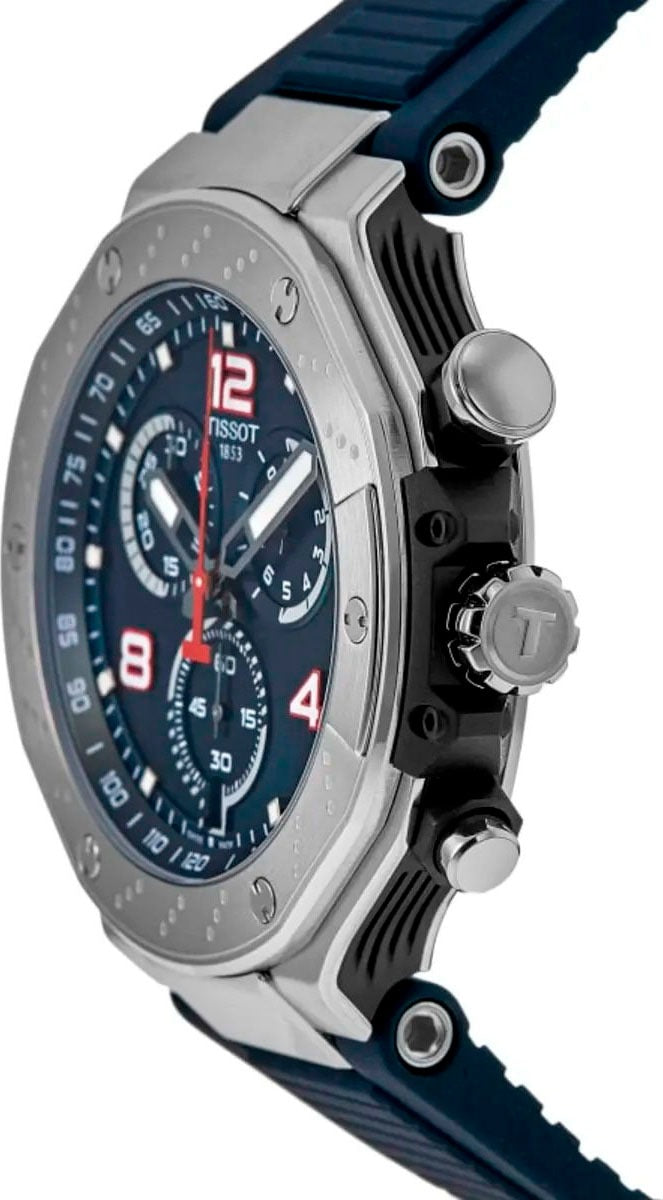 Tissot T Race Moto GP Limited Edition Chronograph Blue Dial Blue Rubber Strap Watch for Men - T141.417.17.047.00
