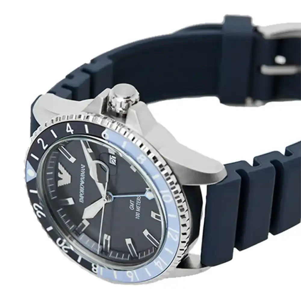 Emporio Armani World Explorer GMT Blue Dial Blue Rubber Strap Watch for Men - AR11592