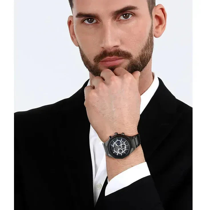 Maserati Stile Skeleton Chronograph Blue Dial Grey Steel Strap Watch for Men - R8873642012