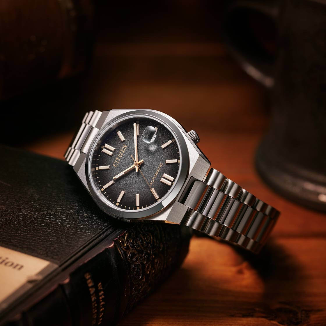Citizen Tsuyosa Mechanical Grey Dial Silver Steel Strap Watch for Men - NJ0200-50E