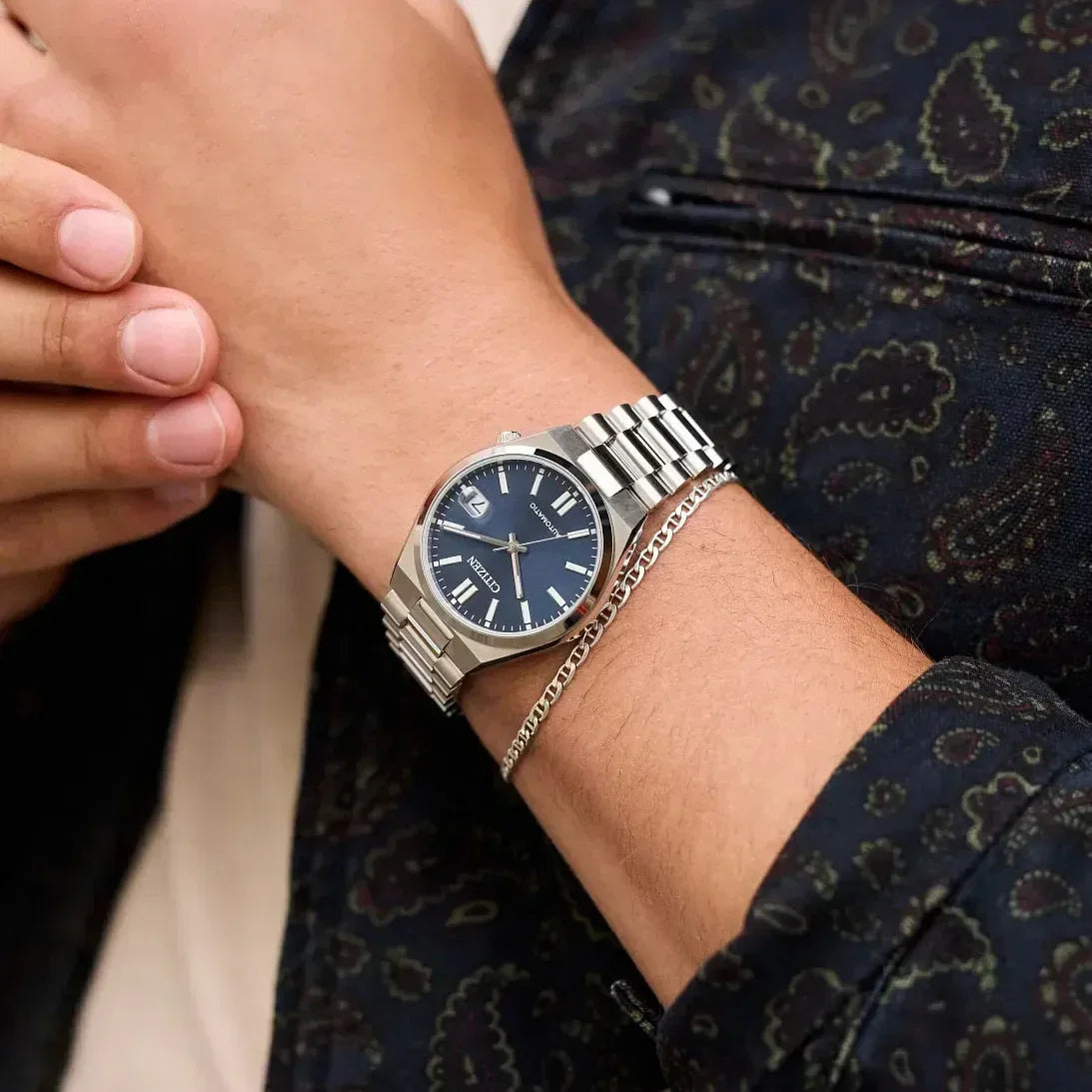 Citizen Tsuyosa Automatic Blue Dial Silver Steel Strap Watch for Men - NJ0200-50M