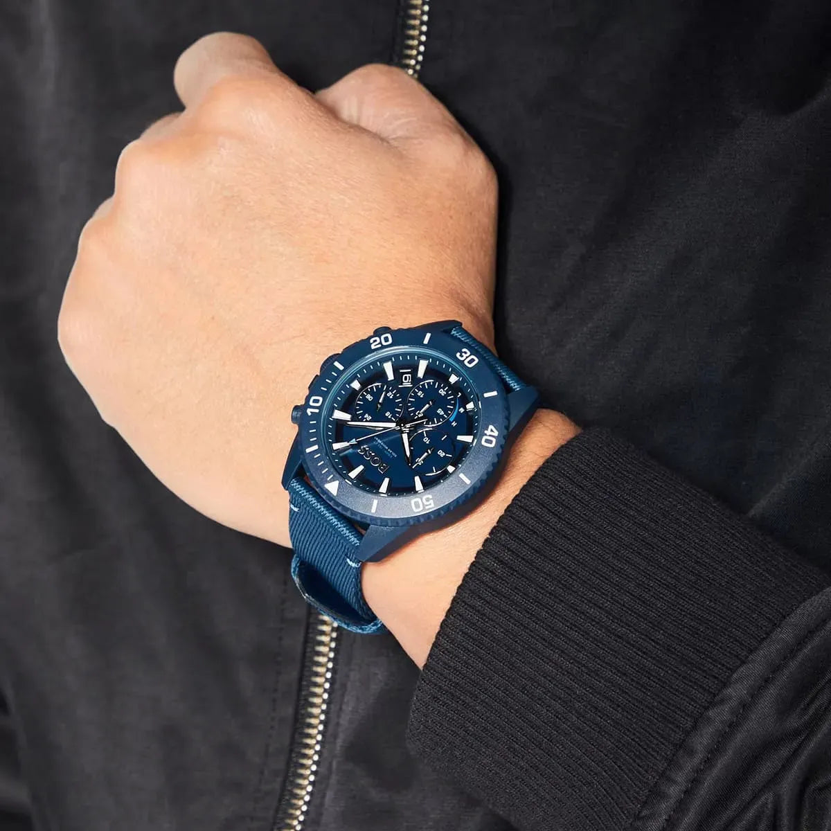 Hugo Boss Admiral Chronograph Blue Dial Blue Nylon Strap Watch for Men - 1513919
