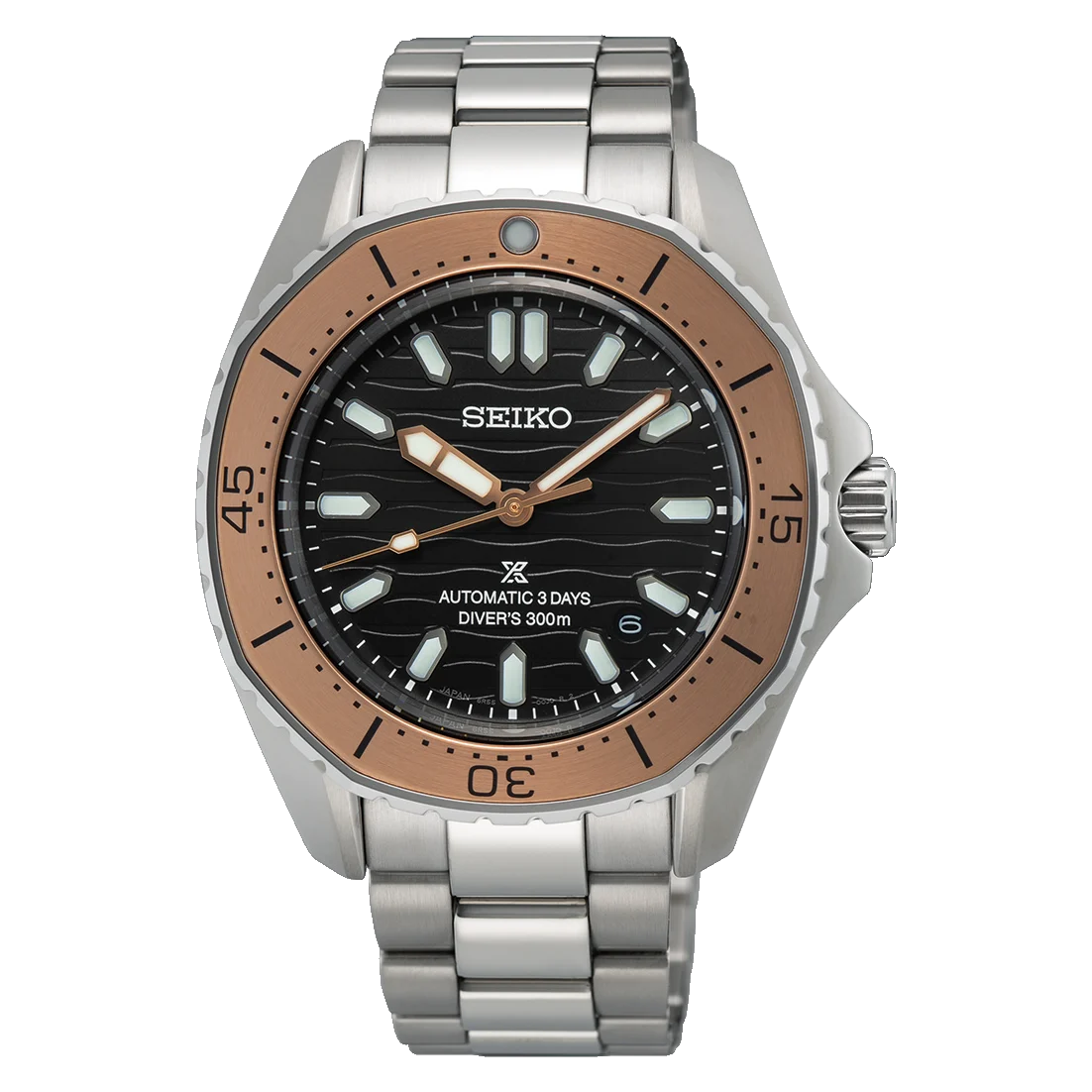 Seiko Prospex Polygonal Sea Diver Automatic Black Dial Silver Steel Strap Watch for Men - SPB485J1