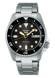 Seiko 5 Sports SKX Street Stonewash Black Dial Silver Steel Strap Watch for Men - SRPL79K1