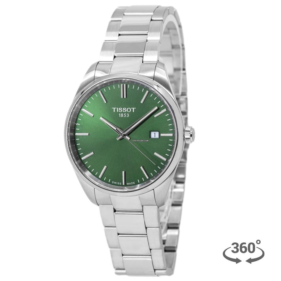 Tissot PR 100 Green Dial Silver Steel Strap Watch for Men - T150.410.11.091.00