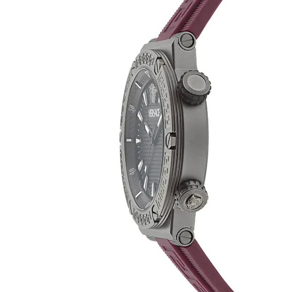 Versace Greca Logo Diver Quartz Black Dial Purple Rubber Strap Watch for Men - VE8G00224