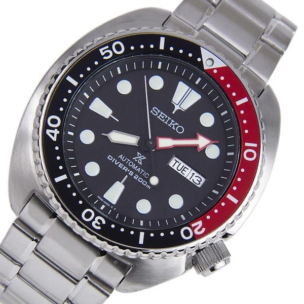 Seiko Prospex Turtle Divers Automatic Black Dial Silver Steel Strap Watch for Men - SRP789J1