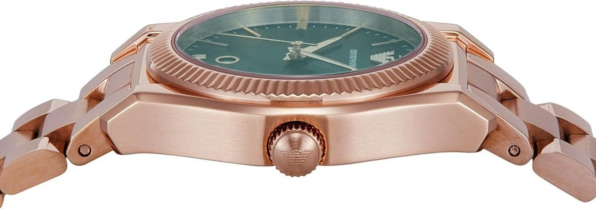 Emporio Armani Federica Analog Green Dial Rose Gold Steel Strap Watch for Women - AR11639