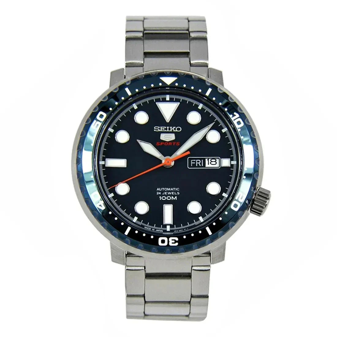 Seiko 5 Sports Automatic Blue Dial Silver Steel Strap Watch for Men - SRPC63J1