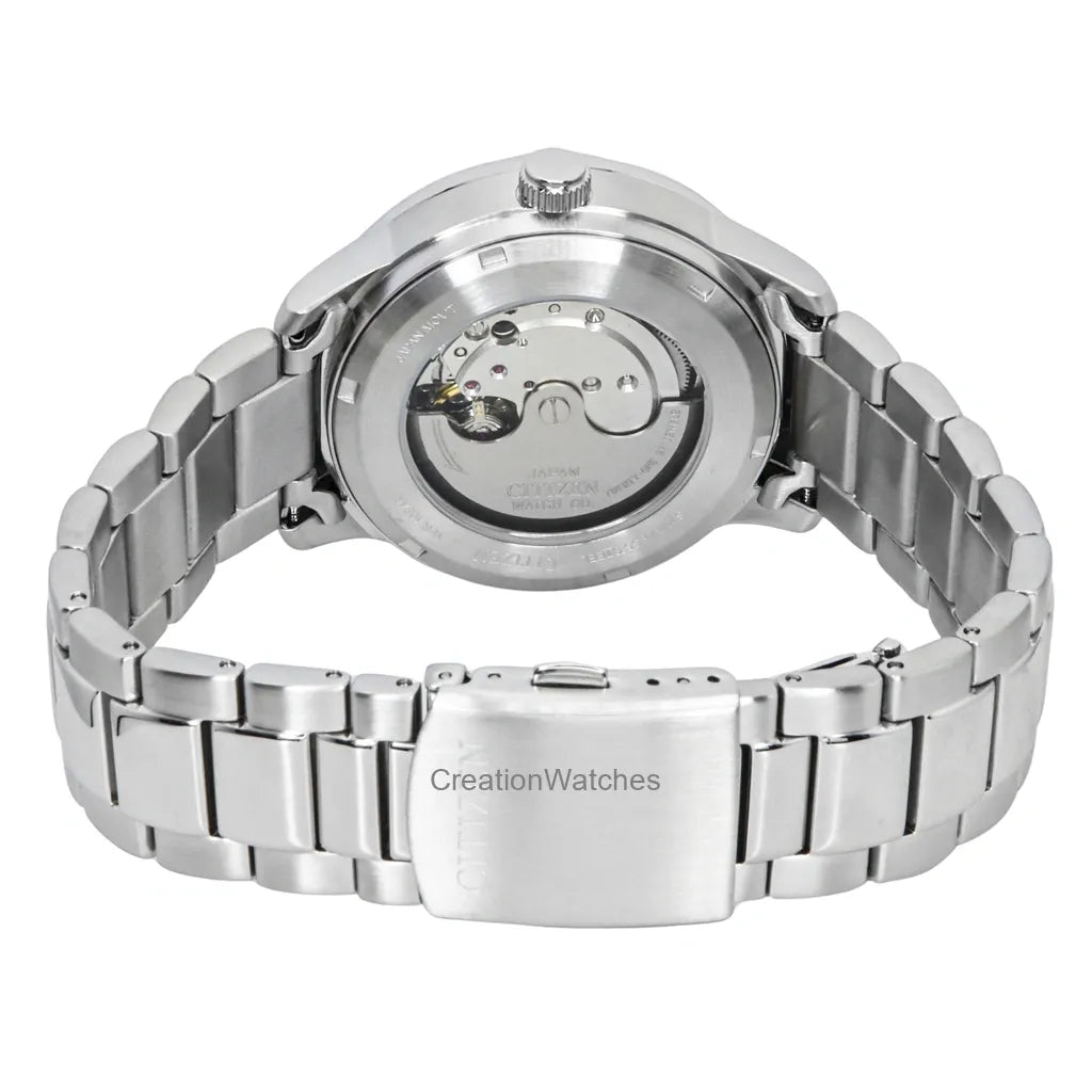Citizen Mechanical Automatic Salmon Brown Dial Silver Steel Strap Watch for Men - NJ0191-83X
