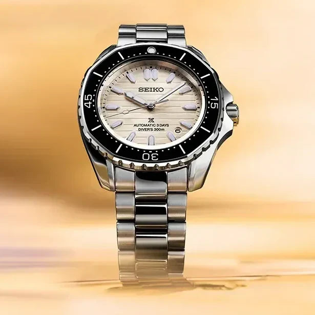 Seiko Prospex Polygonal Divers Automatic Pearl White Dial Silver Steel Strap Watch for Men - SPB481J1