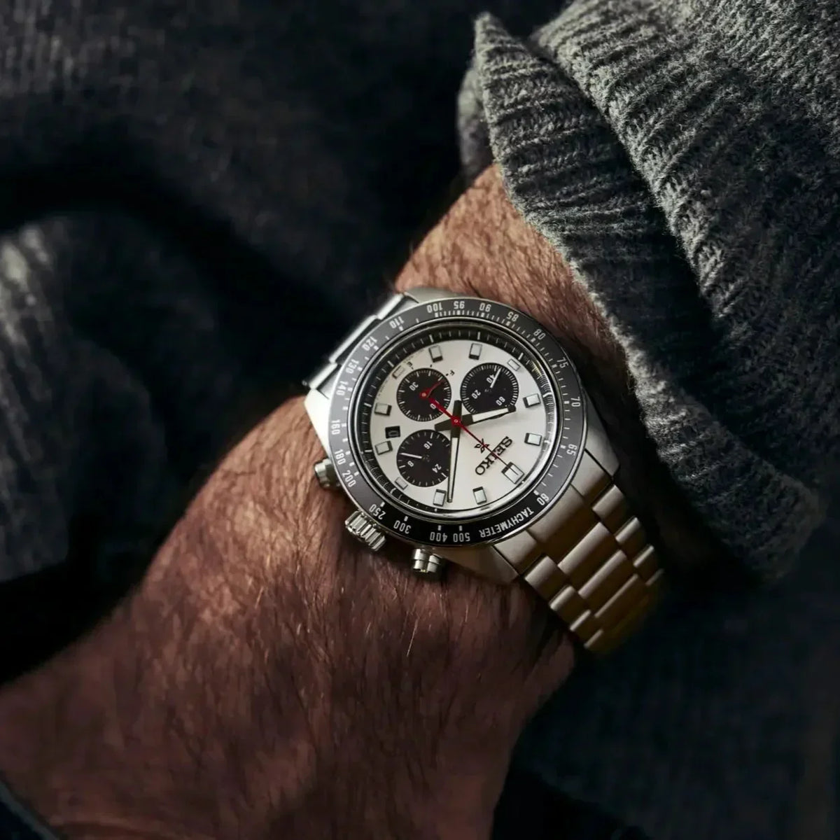 Seiko Prospex Speedtimer Solar Chronograph Silver Dial Silver Steel Strap Watch for Men - SSC911