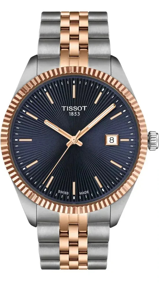 Tissot Ballade Quartz Blue Dial Two Tone Steel Strap Watch for Men - T156.410.22.041.00