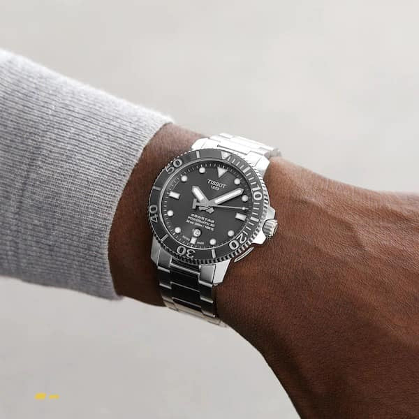 Tissot Seastar 1000 Powermatic 80 Grey Dial Silver Steel Strap Watch for Men - T120.407.11.081.01