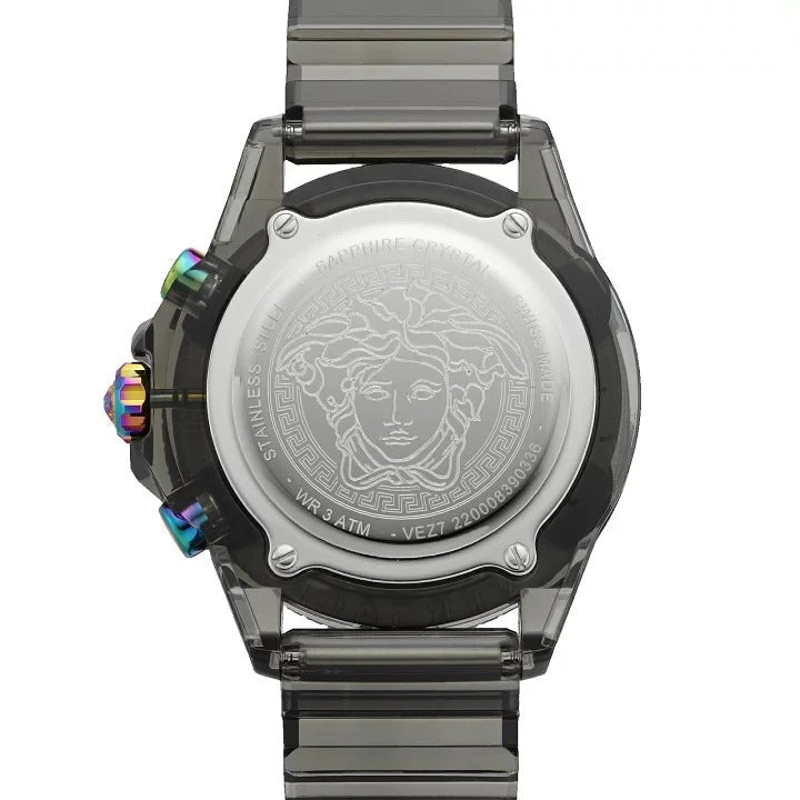 Versace Icon Active Chronograph Black Dial Grey Silicone Strap Watch for Men - VEZ701022