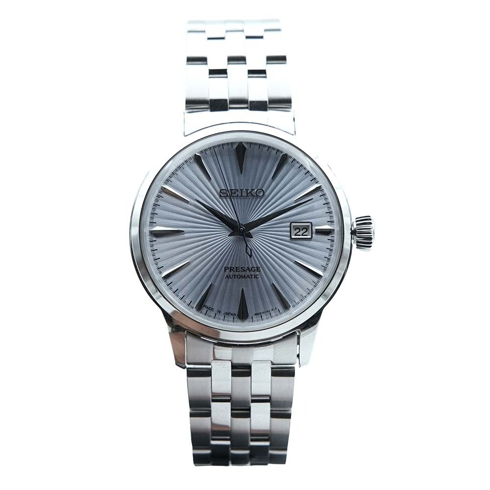Seiko Presage Cocktail Time Automatic Ice Blue Dial Silver Steel Strap Watch for Men - SRPE19J1