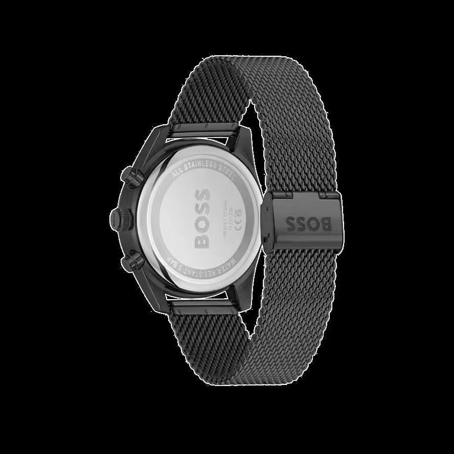 Hugo Boss Skytraveller Chronograph Black Dial Black Mesh Strap Watch for Men - 1514150