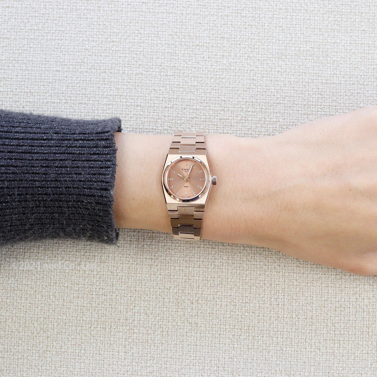 Tissot PRX Diamonds Rose Gold Dial Rose Gold Steel Strap Watch for Women - T137.010.33.506.00