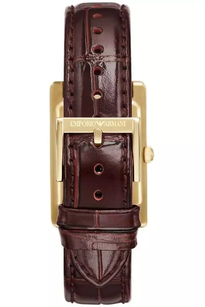 Emporio Armani Gino White Dial Brown Leather Strap Watch for Men - AR11665