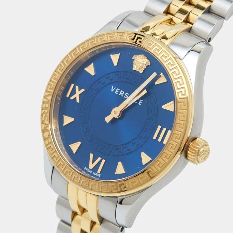 Versace Hellenyium Quartz Blue Dial Two Tone Steel Strap Watch for Women - VE2S00522