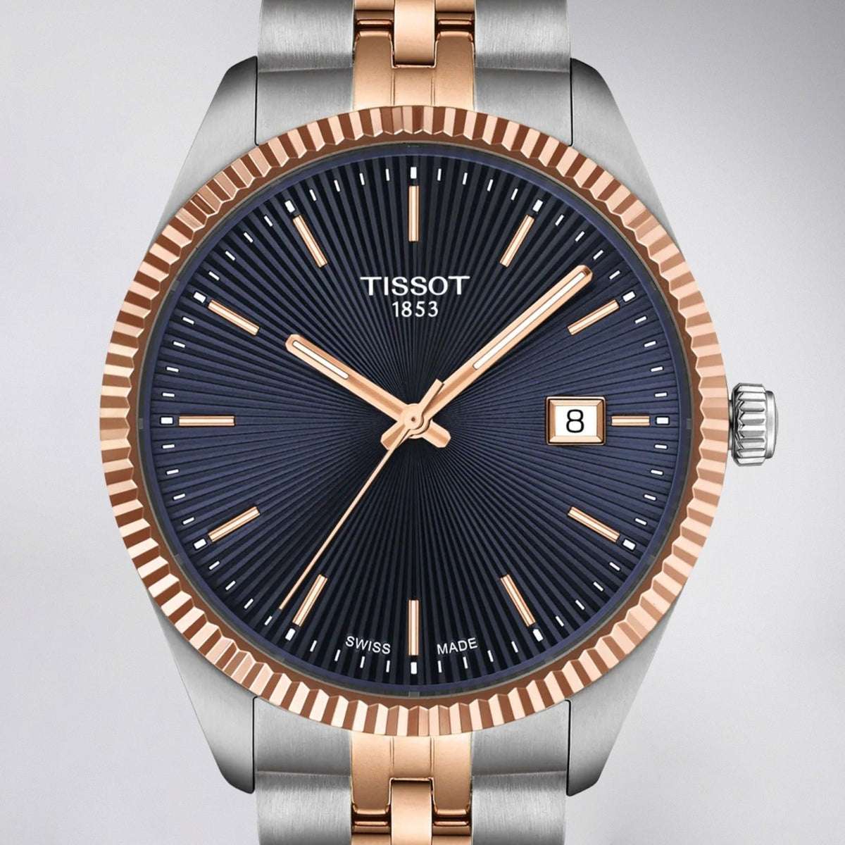 Tissot Ballade Quartz Blue Dial Two Tone Steel Strap Watch for Men - T156.410.22.041.00