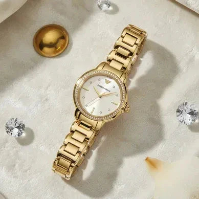 Emporio Armani Mia Crystals Gold Dial Gold Steel Strap Watch for Women - AR11609