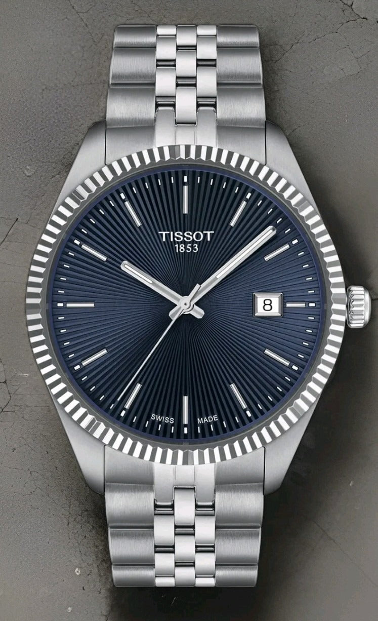 Tissot Ballade Quartz Blue Dial Silver Steel Strap Watch for Men - T156.410.11.041.00
