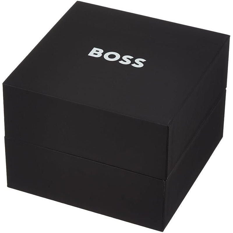 Hugo Boss Taper Chronograph Black Dial Black Leather Strap Watch for Men - 1514089