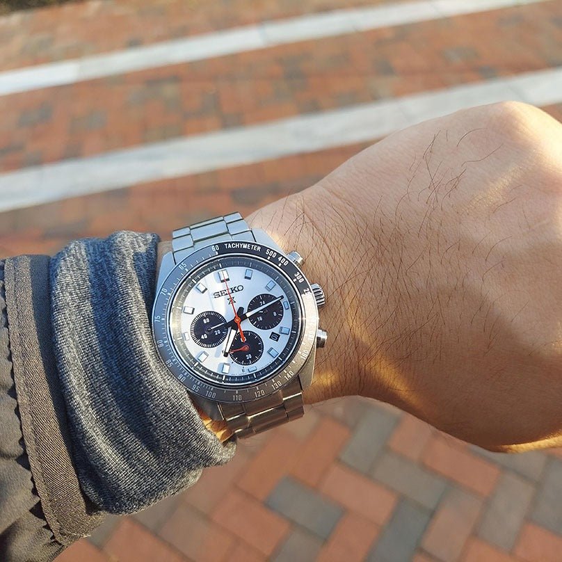Seiko Prospex Speedtimer Solar Chronograph Silver Dial Silver Steel Strap Watch for Men - SSC911