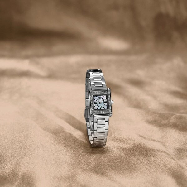 Emporio Armani Genni Analog Mother of Pearl Dial Silver Steel Strap Watch for Women - AR11662
