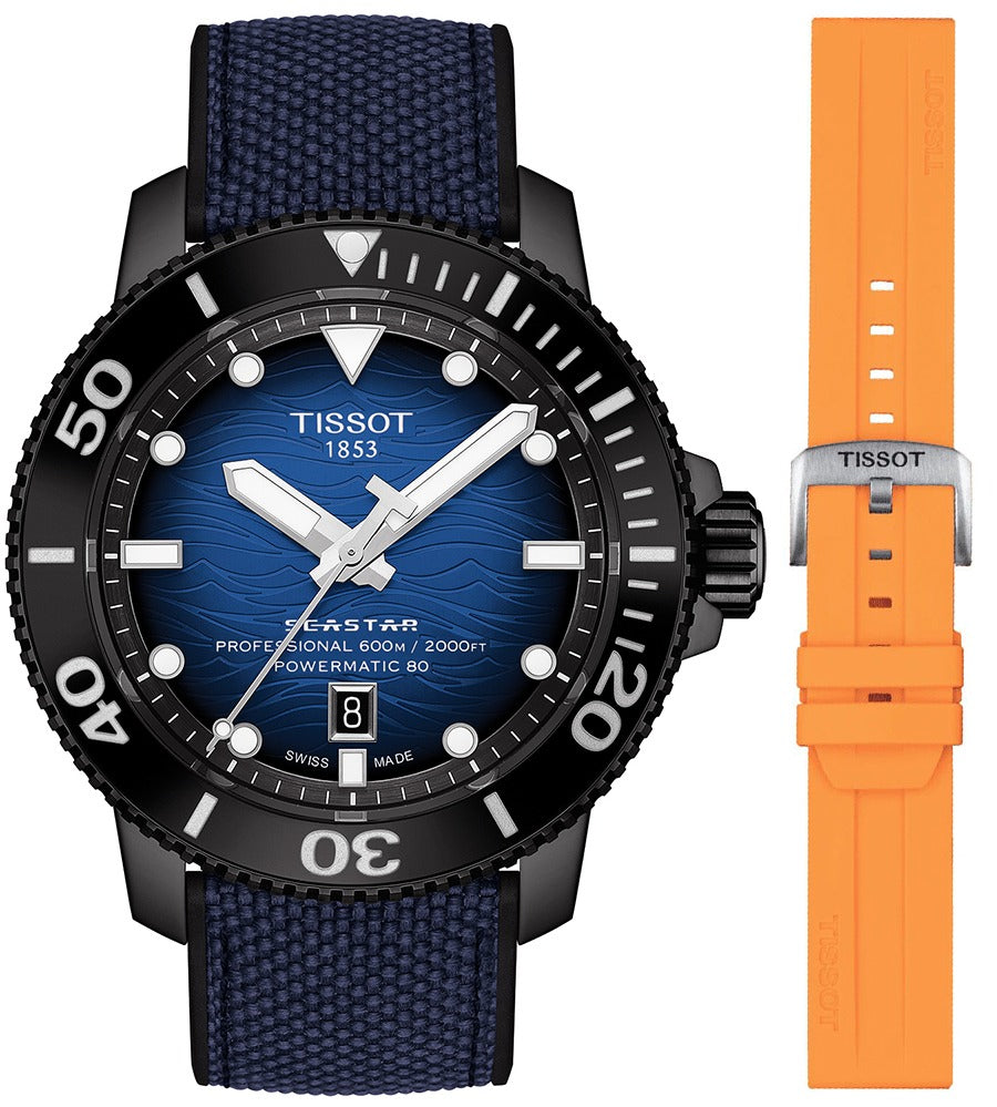 Tissot Seastar 2000 Professional Powermatic 80 Blue Dial Blue Nylon Strap Watch for Men - T120.607.37.041.00