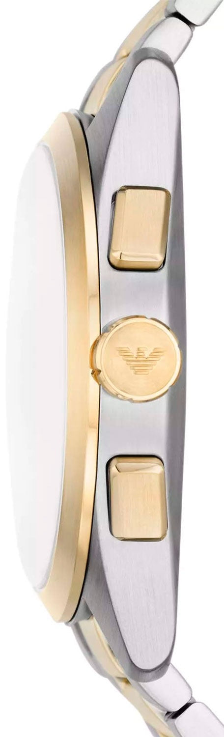 Emporio Armani Elegant Chronograph Cream Dial Two Tone Steel Strap Watch for Men - AR11605