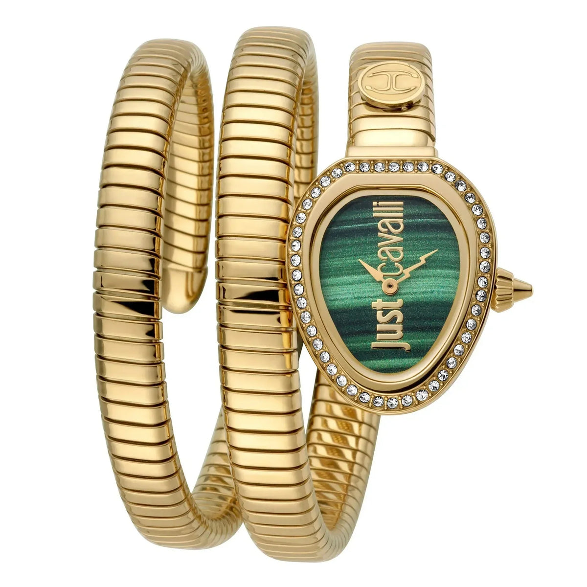 Just Cavalli Solo Green Dial Gold Steel Strap Watch for Women - JC1L167M0025