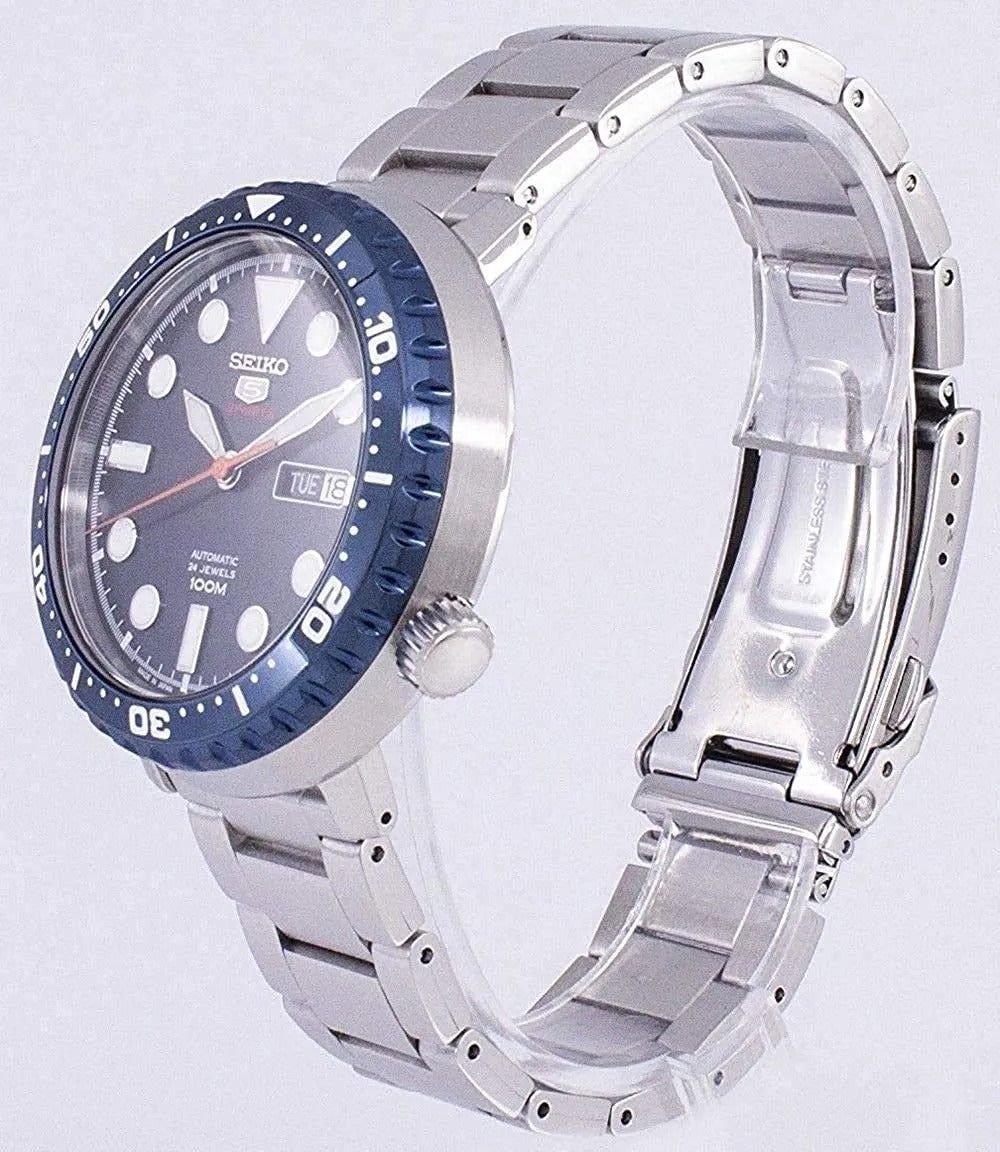 Seiko 5 Sports Automatic Blue Dial Silver Steel Strap Watch for Men - SRPC63J1