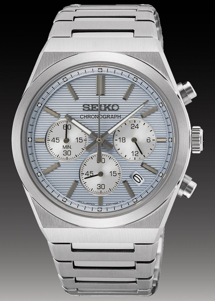Seiko Conceptual Chronograph Ice Blue Dial Silver Steel Strap Watch for Men - SSB459P1