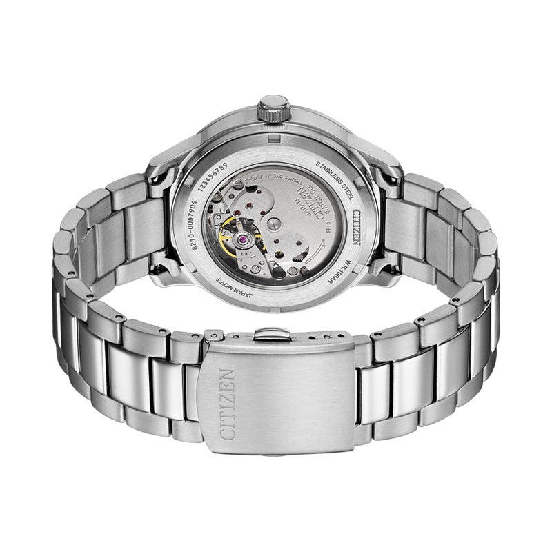 Citizen Mechanical Automatic Salmon Brown Dial Silver Steel Strap Watch for Men - NJ0191-83X