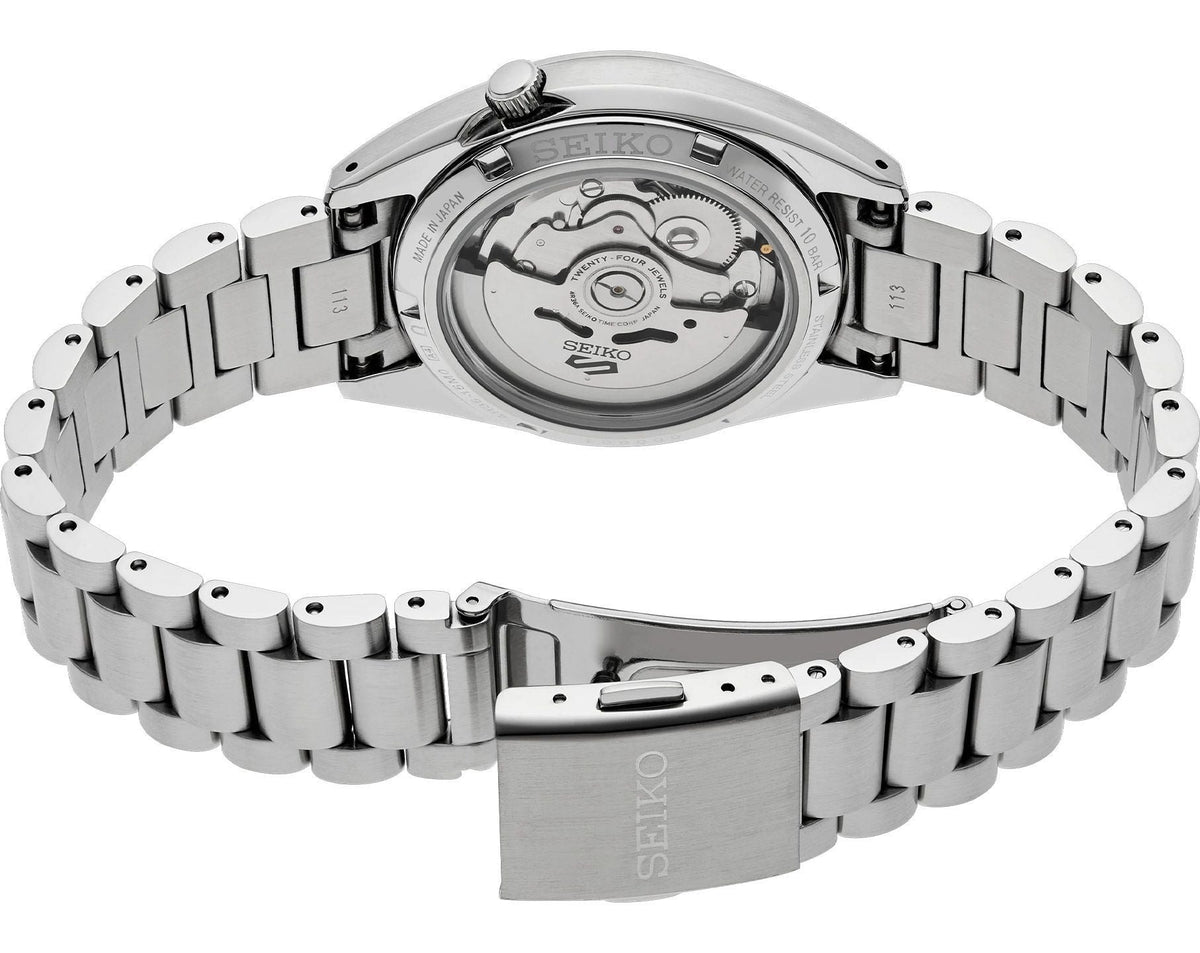 Seiko 5 Sports Automatic Green Dial Silver Steel Strap Watch for Men - SRPL57K1