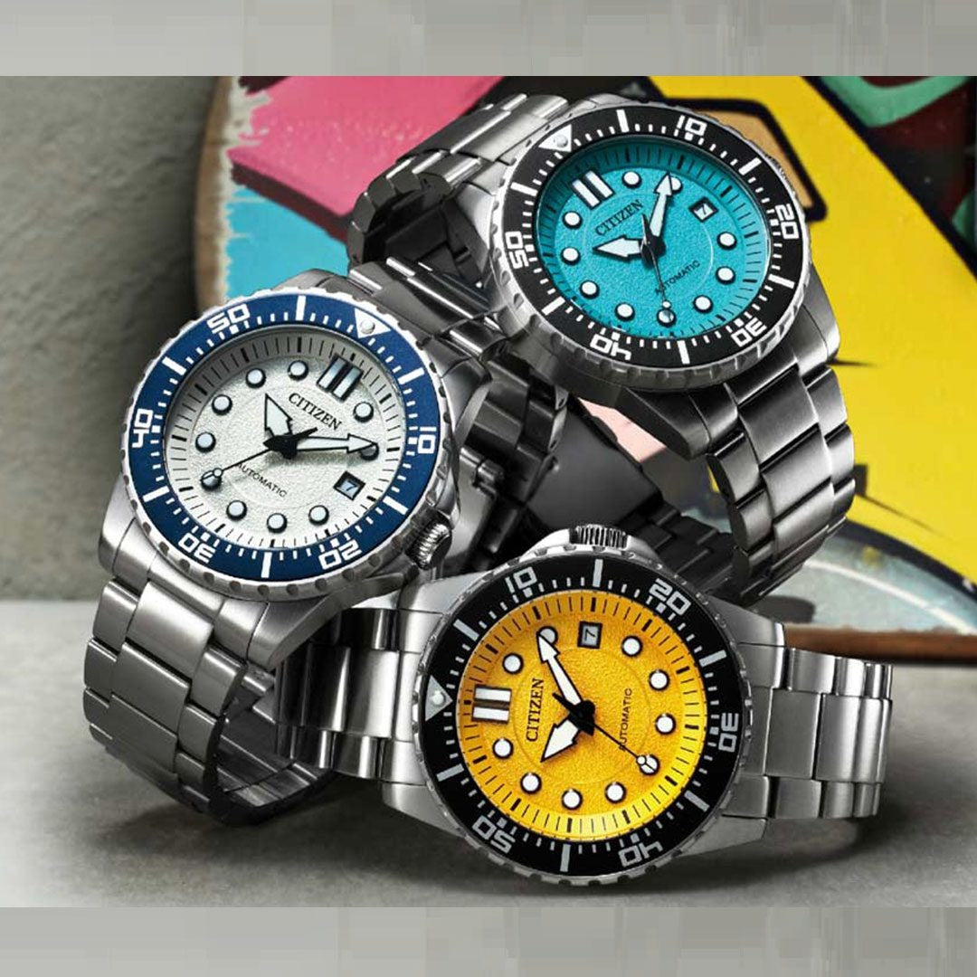 Citizen Mechanical Automatic Yellow Dial Silver Steel Strap Watch for Men - NJ0170-83Z