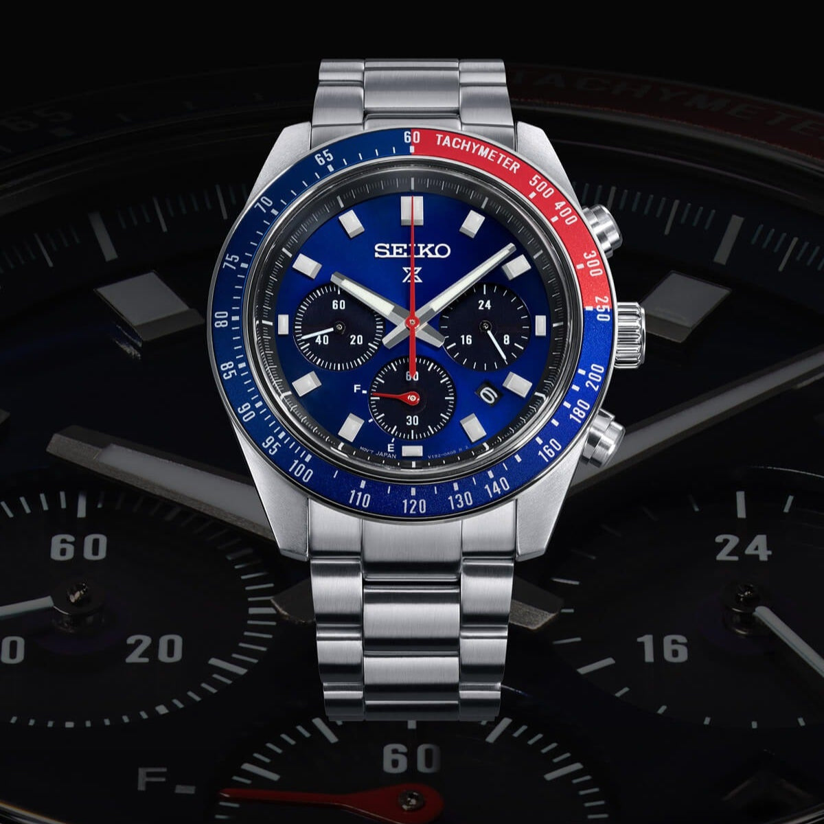 Seiko Prospex Speedtimer Solar Chronograph Blue Dial Silver Steel Strap Watch for Men - SSC913