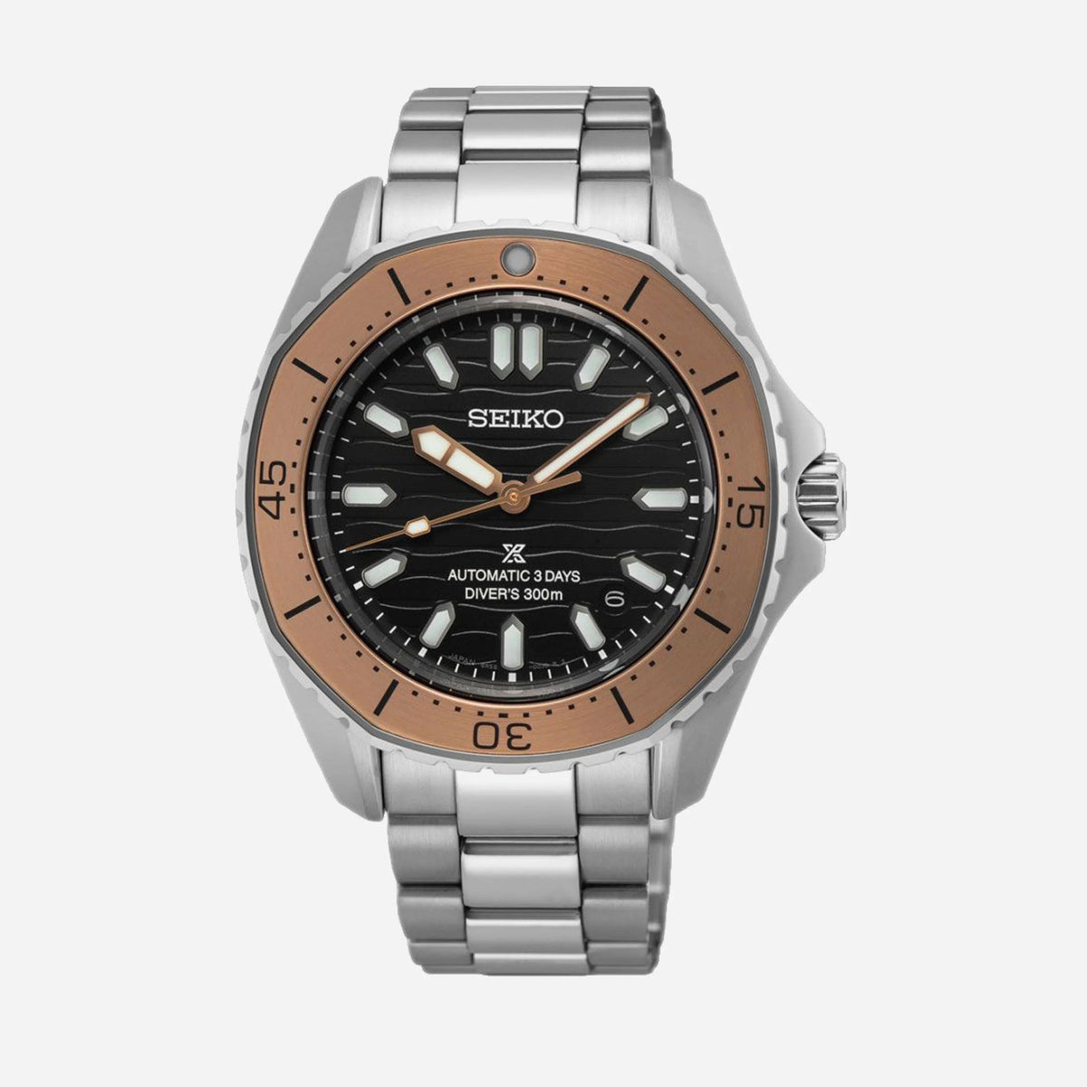 Seiko Prospex Polygonal Sea Diver Automatic Black Dial Silver Steel Strap Watch for Men - SPB485J1