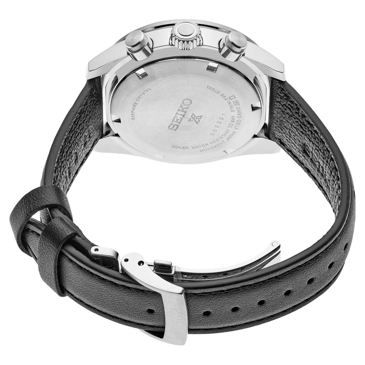 Seiko Prospex Speedtimer Solar Chronograph Ivory Dial Black Leather Strap Watch for Men - SSC943