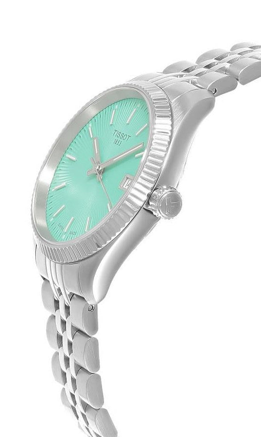 Tissot Ballade Quartz Green Dial Silver Steel Strap Watch for Women - T156.210.11.091.00