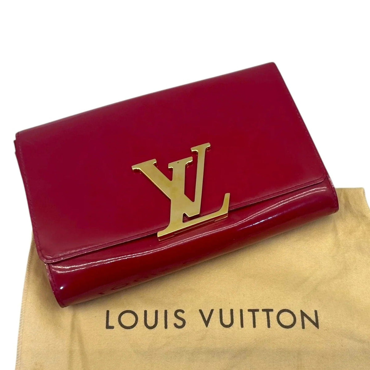 Louis Vuitton Vernis Patent Leather Louise Clutch - Wine Red