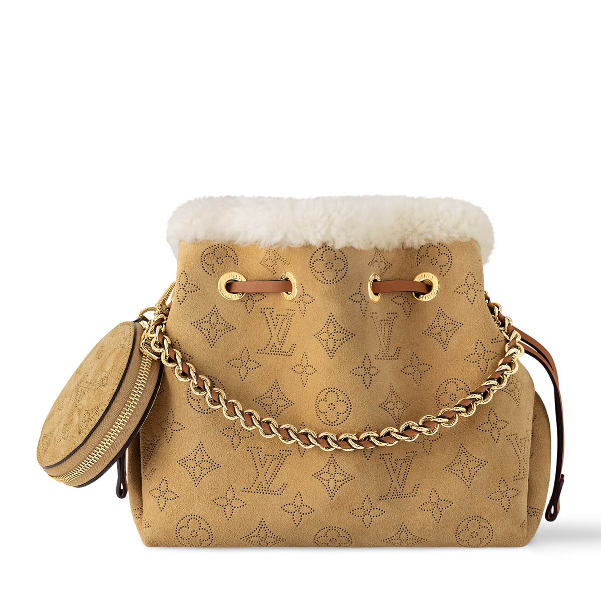 Louis Vuitton Mahina Suede Leather Bella Tote Bag – Beige