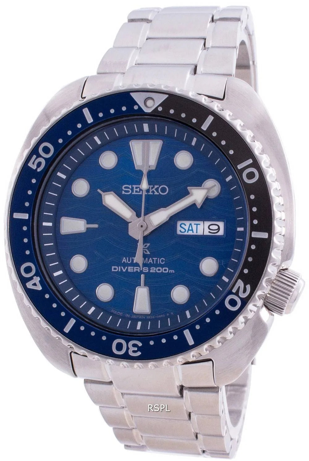 Seiko Prospex Save The Ocean Diver's Automatic Blue Dial Silver Steel Strap Watch for Men - SRPD21J1