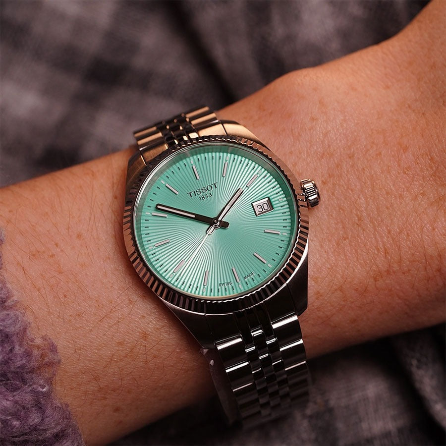 Tissot Ballade Quartz Green Dial Silver Steel Strap Watch for Women - T156.210.11.091.00