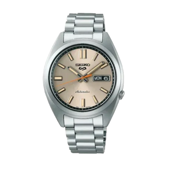 Seiko 5 Sports SNXS Series Automatic Beige Dial Silver Steel Strap Watch for Men - SRPK91K1